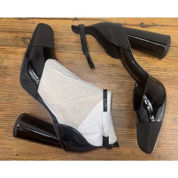 Sam Edelman Womens 9.5 Black Patent Heels Cristine Ankle Strap Closed NEW - Picture 8 of 9